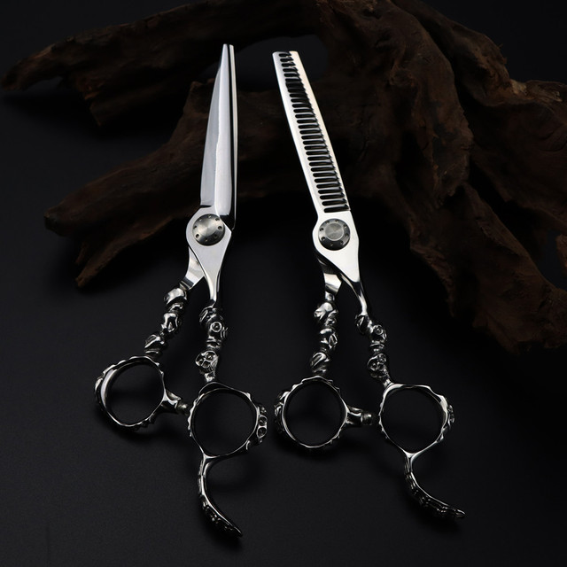 Professional Japan 440c 6 inch Skull scissor Upscale hair scissors haircut  thinning barber cutting shears hairdressing